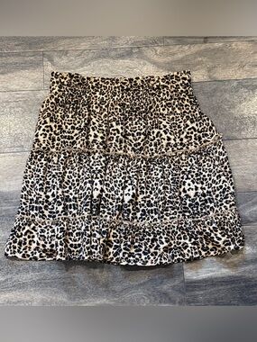Entro Leopard Print Tiered Mini Skirt -